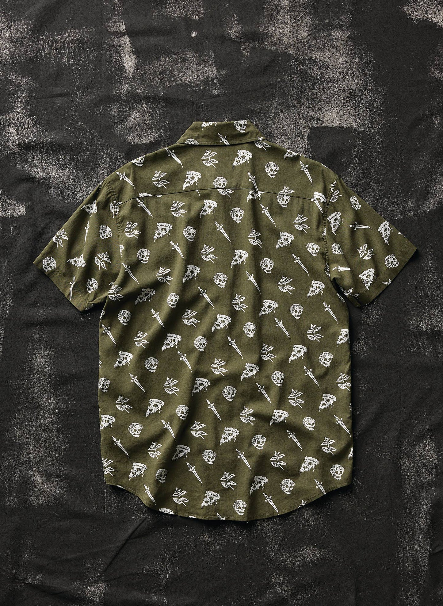 Pizza Slayer Tattoo Flash Mens Womens Casual Button Up Shirt