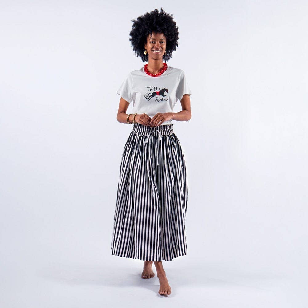 Keaton Stripe Skirt Black + White Wholesale