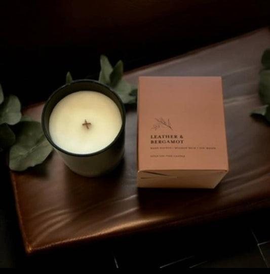 Leather & Bergamot  l  Gold Lid Candle & Boutique