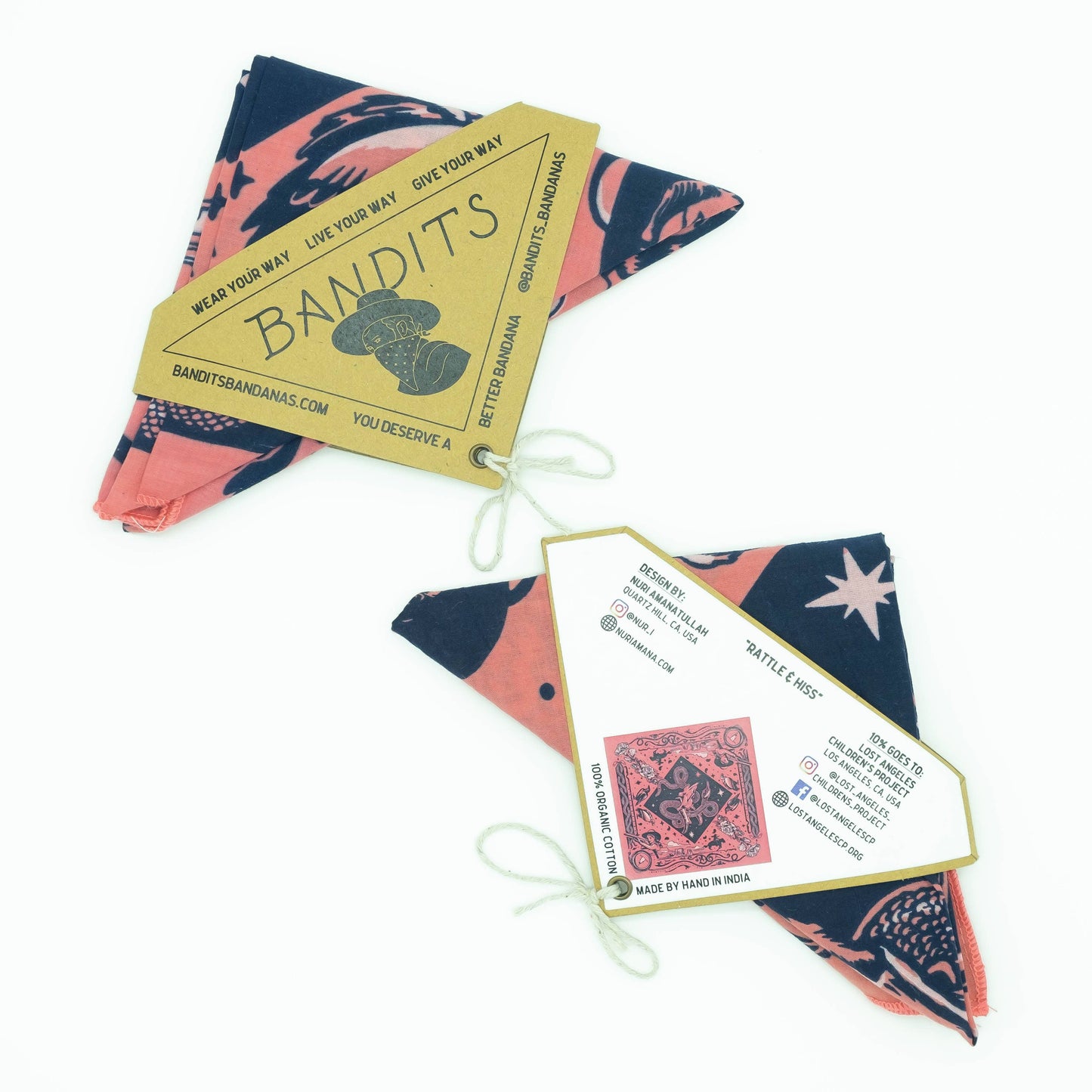 Organic Cotton Handkerchief - Rattle & Hiss Design