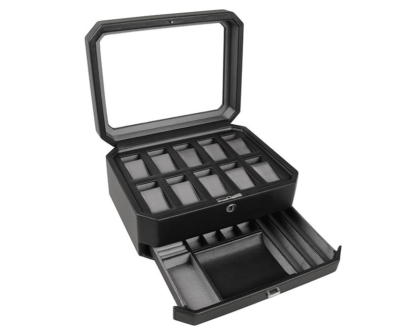 WOLF Windsor 10-Piece Watch Box with Drawer