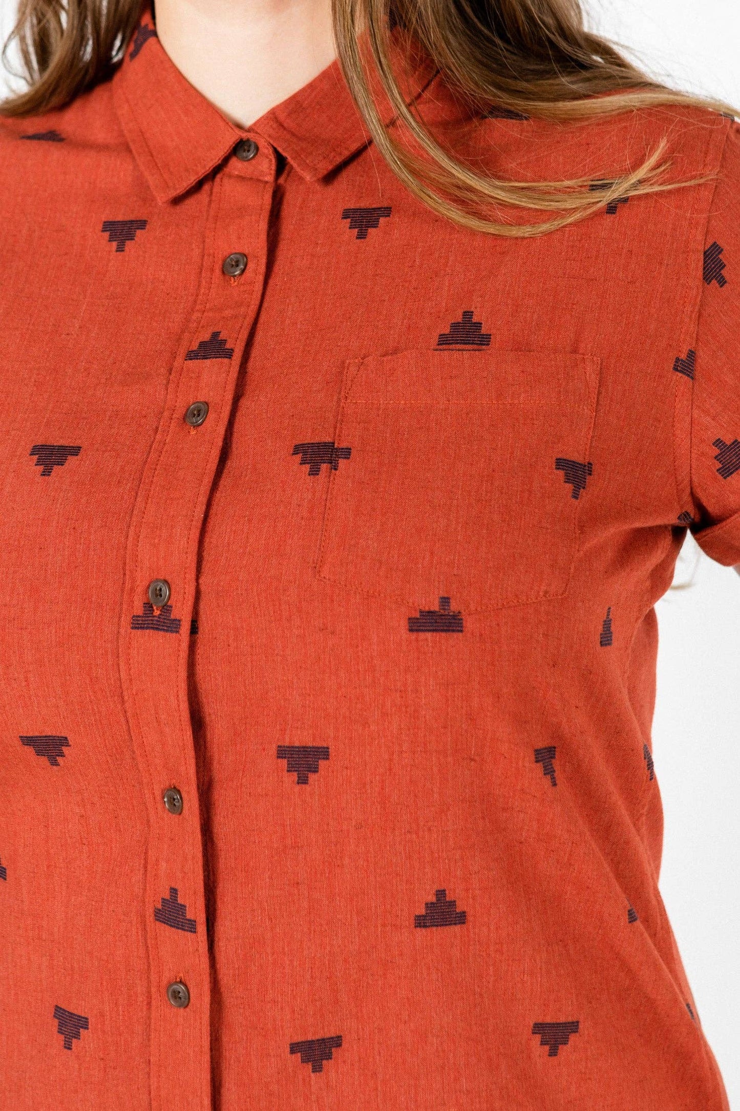 Loren Shirt Dress / Rust Fil-Coupé Pyramids