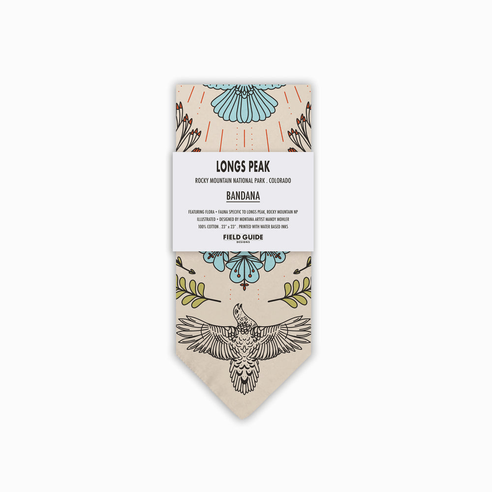 Longs Peak - Rocky Mountain National Park - Colorado - Landmark Bandana - Cream