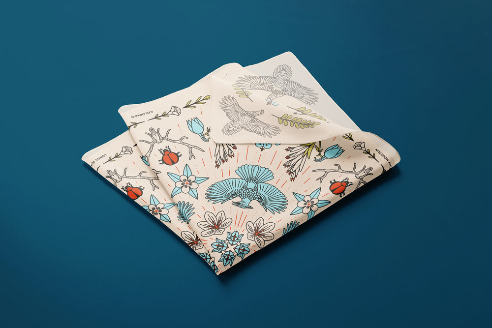 Longs Peak - Rocky Mountain National Park - Colorado - Landmark Bandana - Cream