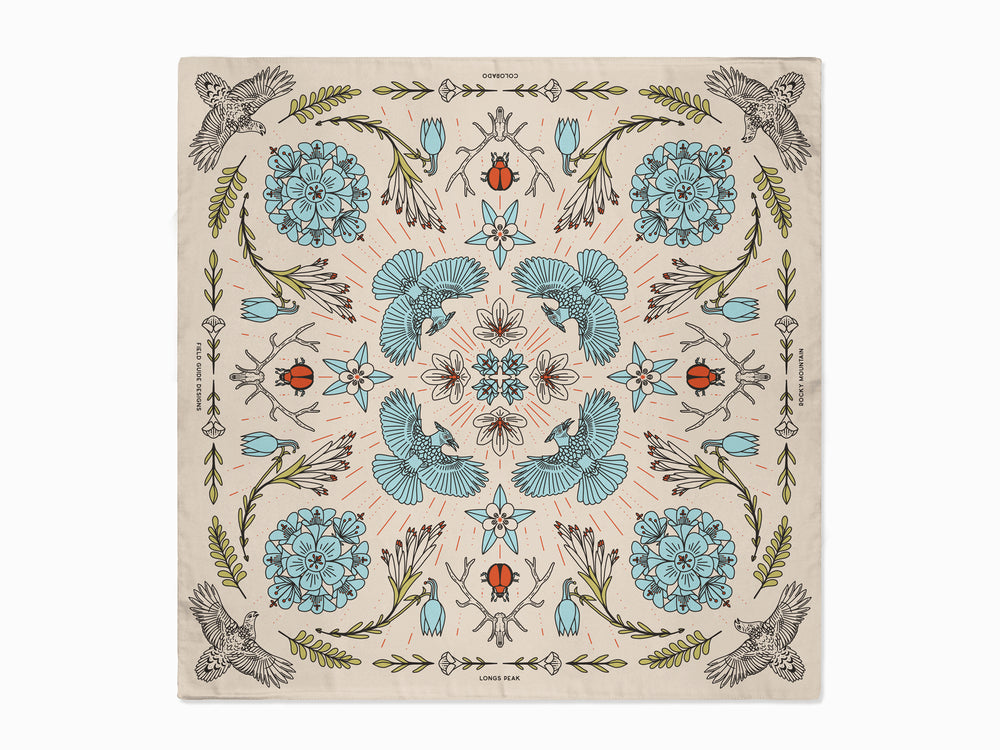 Longs Peak - Rocky Mountain National Park - Colorado - Landmark Bandana - Cream