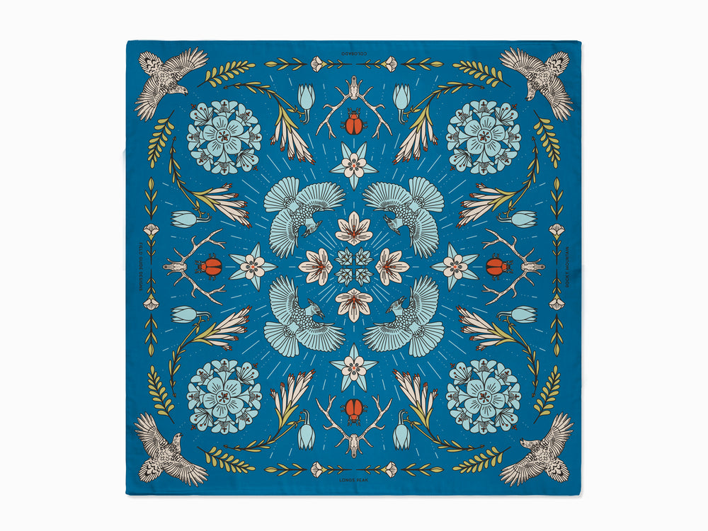 Longs Peak - Rocky Mountain National Park - Colorado - Landmark Bandana - Blue