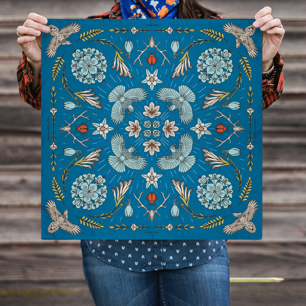 Longs Peak - Rocky Mountain National Park - Colorado - Landmark Bandana - Blue