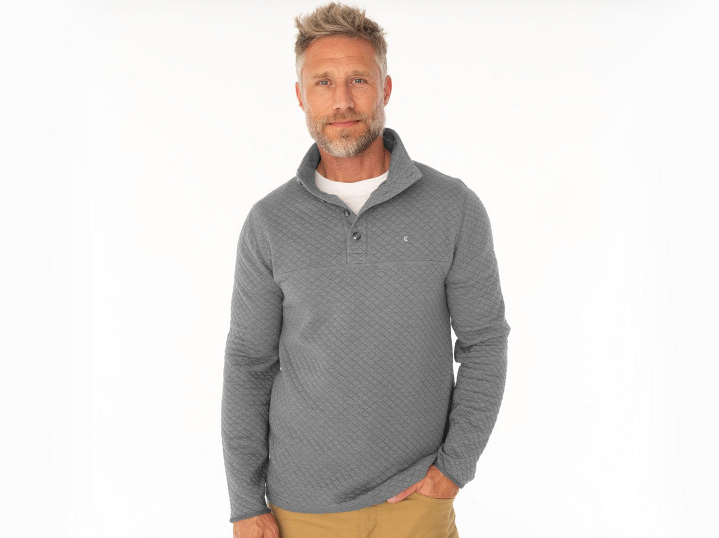 Quilted Pullover - Dark Heather Gray