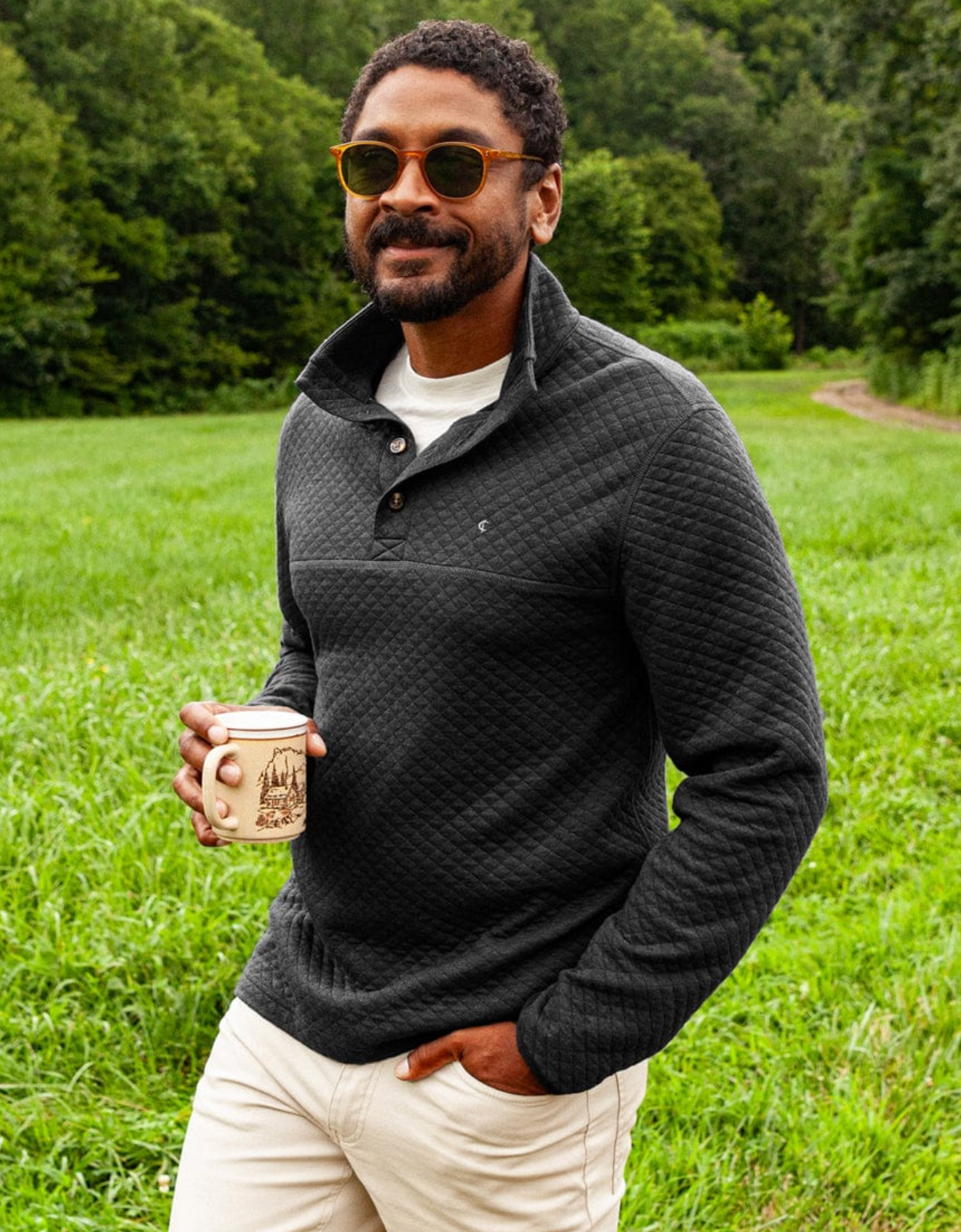Quilted Pullover - Dark Heather Gray