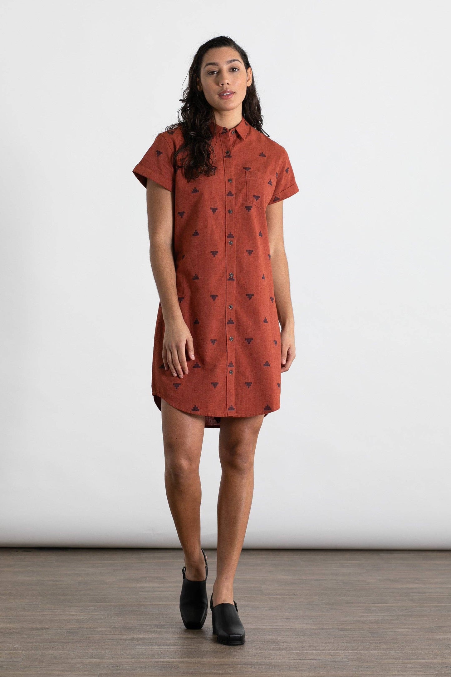 Loren Shirt Dress / Rust Fil-Coupé Pyramids