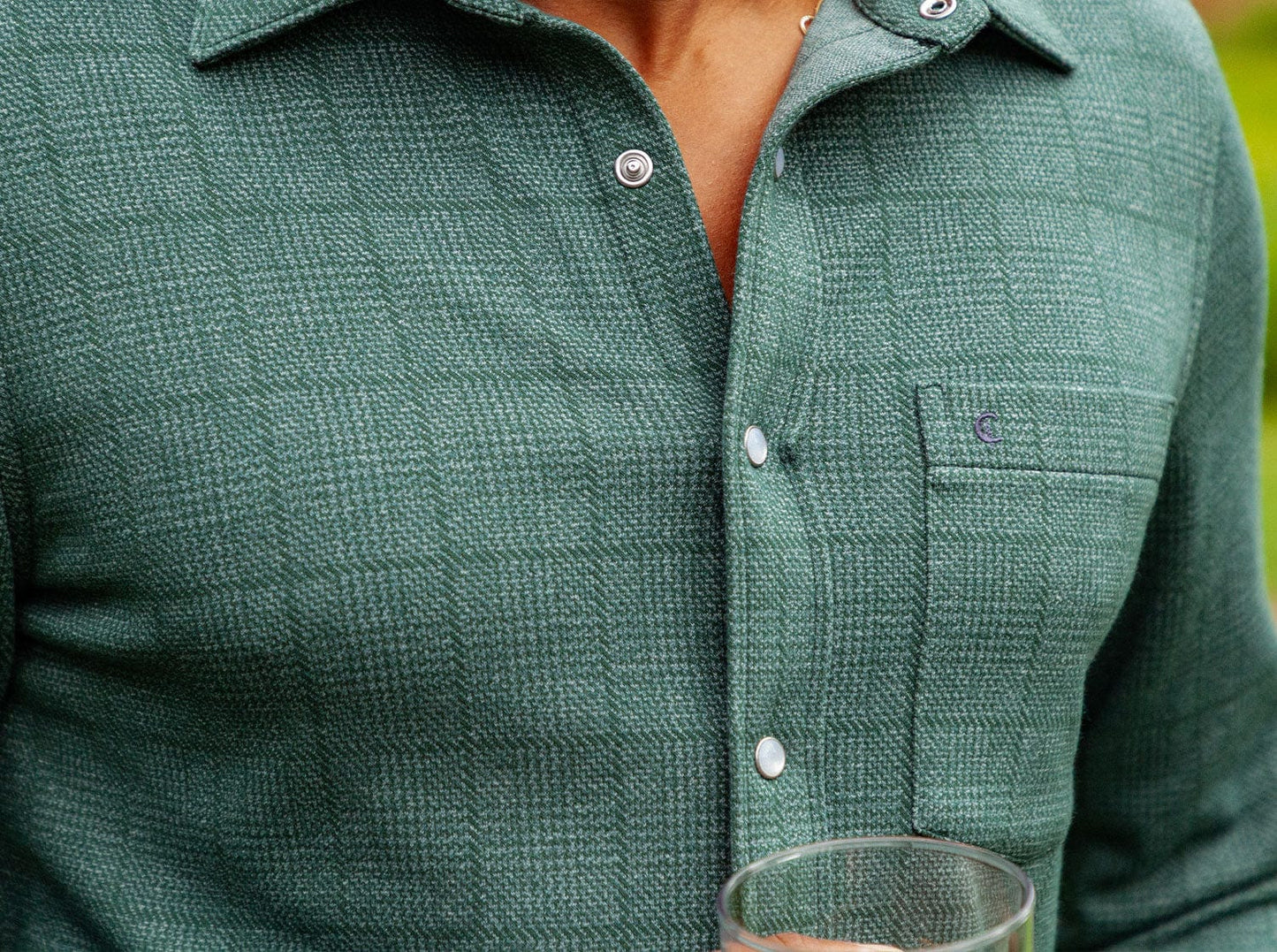 Chill-Knit Plaid Pearl Snap