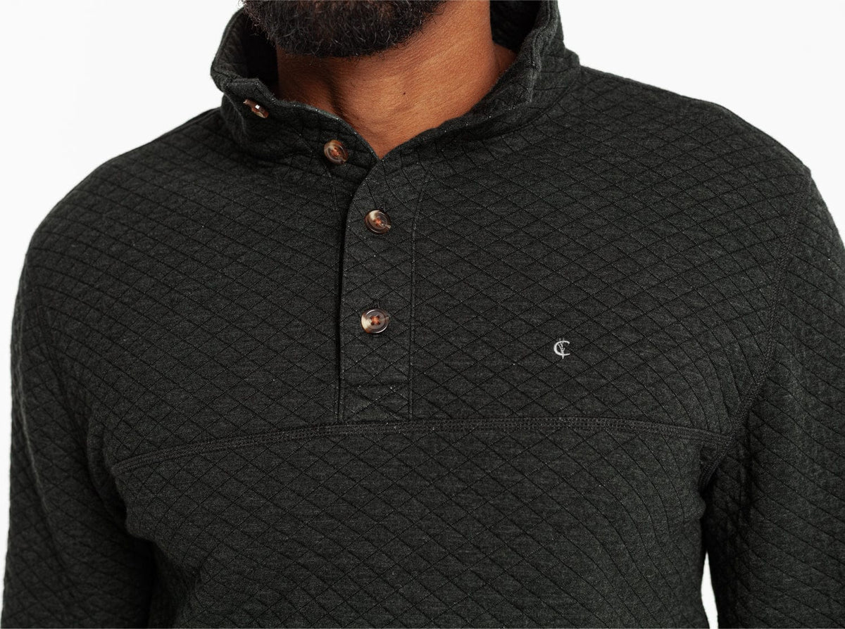 Quilted Pullover - Heather Black
