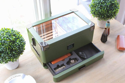 Military Glass Top Humidor