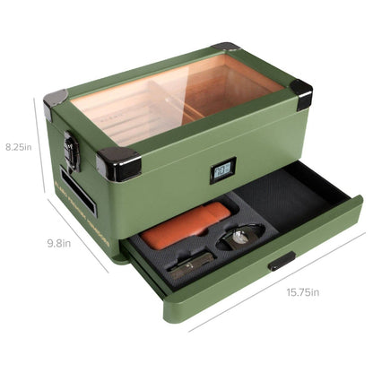 Military Glass Top Humidor