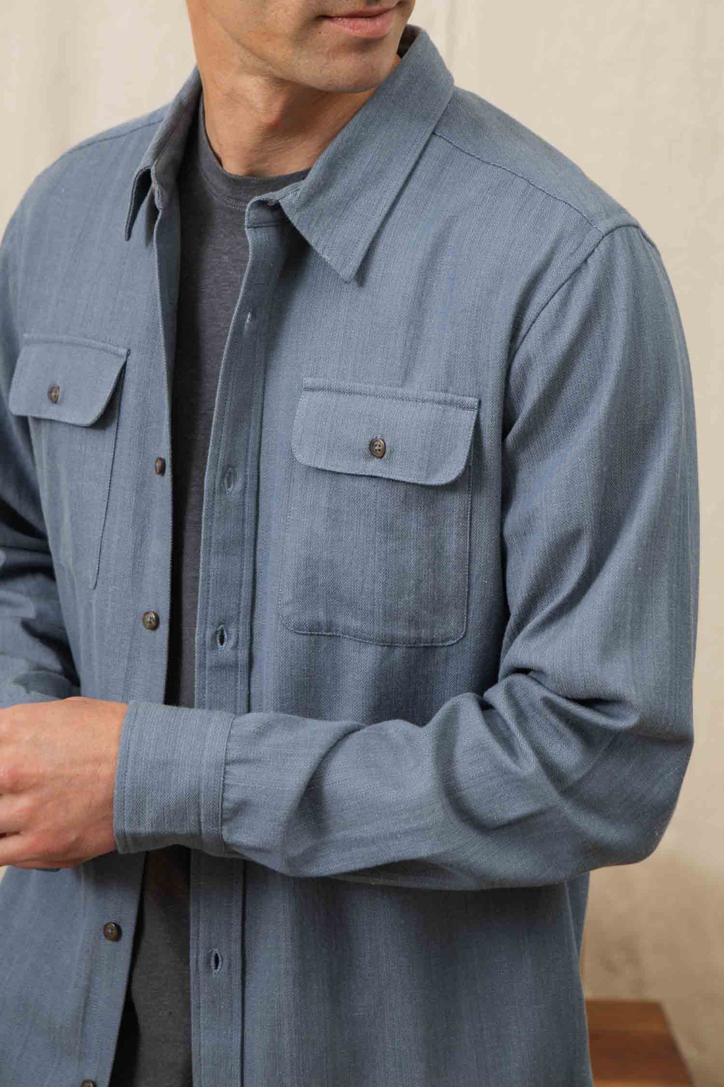 Bedford Shirt / Denim Herringbone