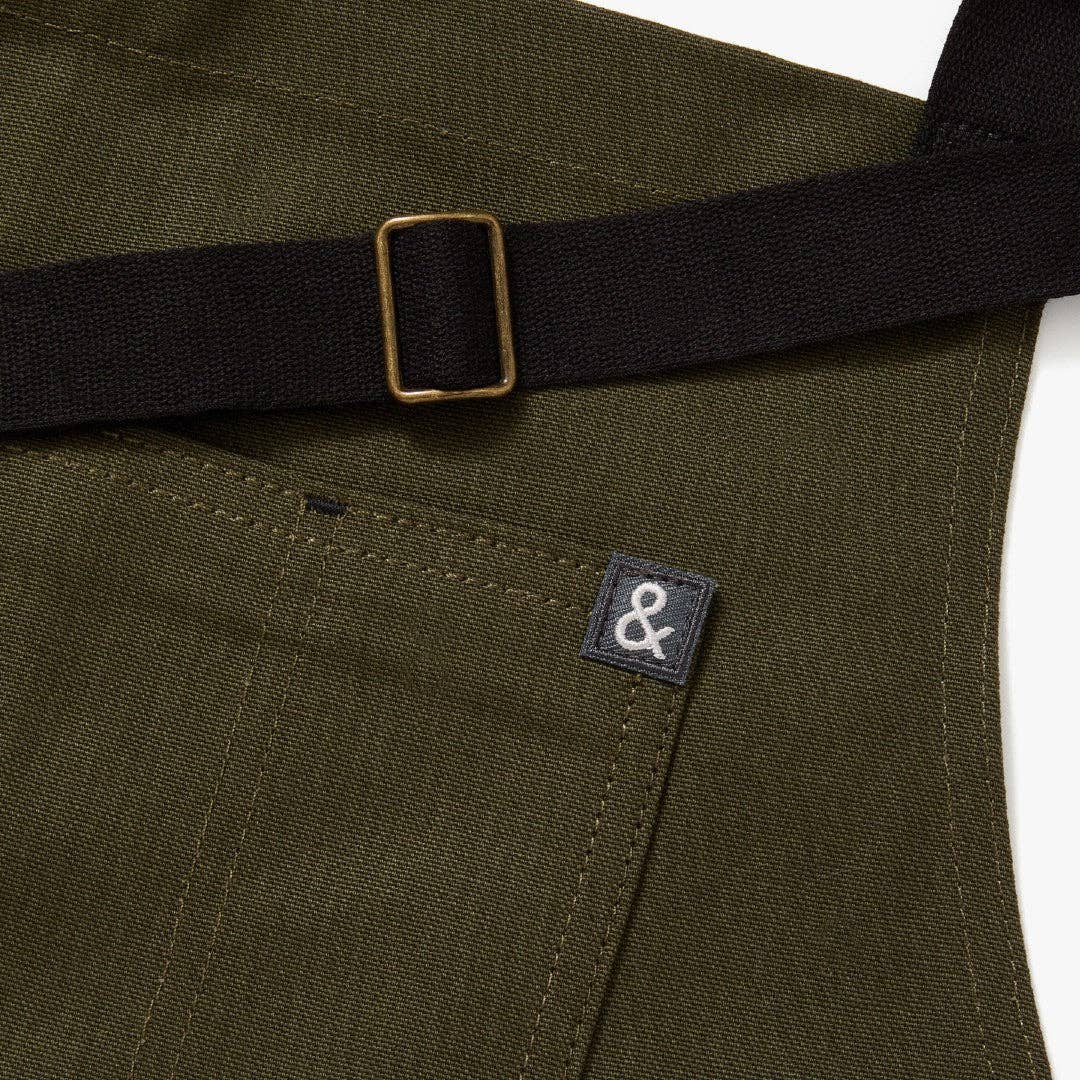 The Essential Kitchen Apron - Olive Green with Black Straps