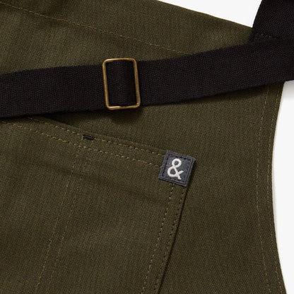 The Essential Kitchen Apron - Olive Green with Black Straps