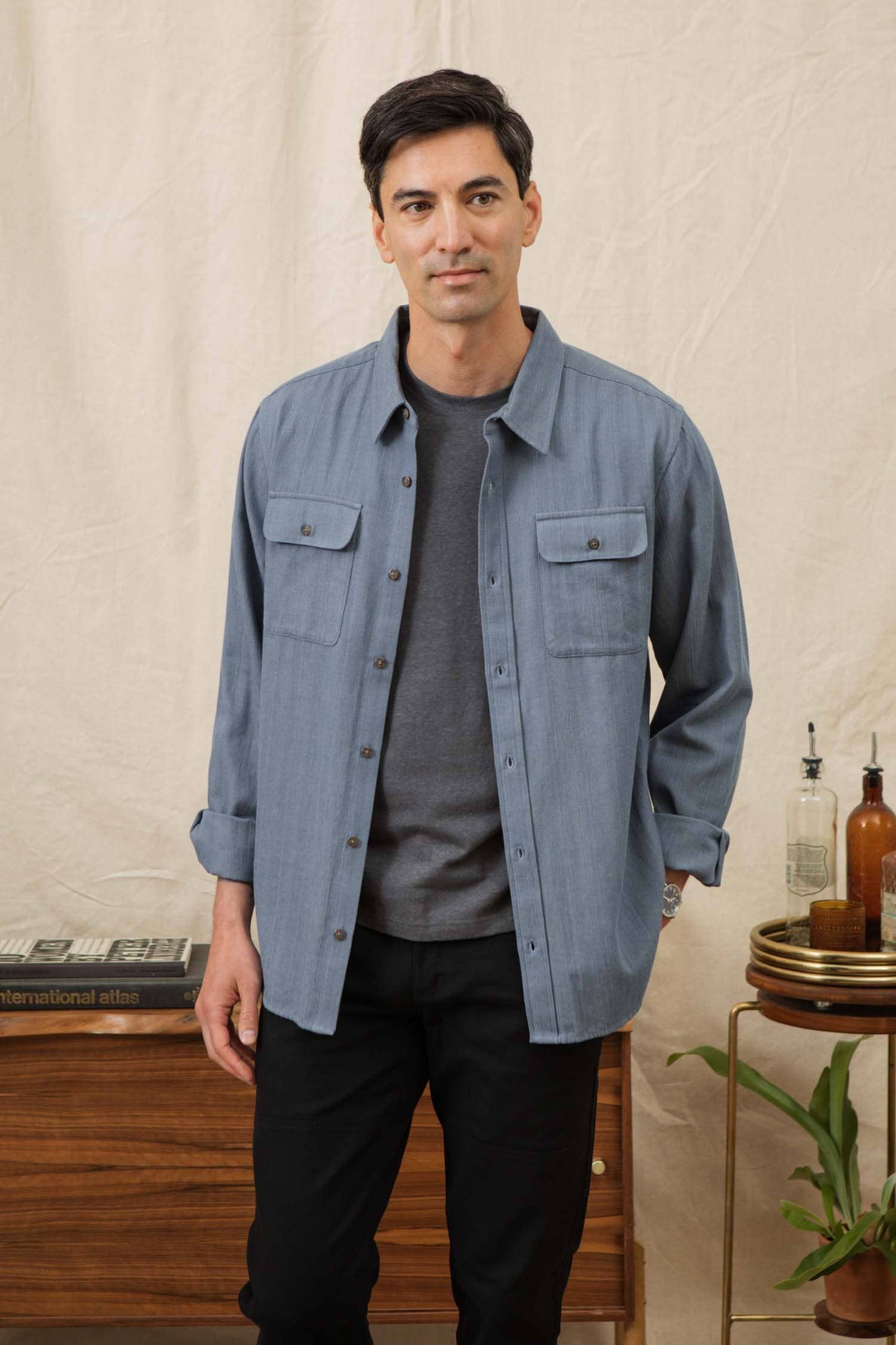 Bedford Shirt / Denim Herringbone