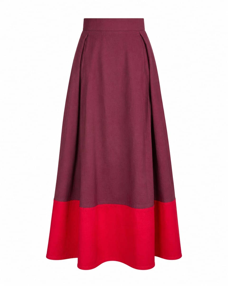 Clementine Colorblock Skirt Port + Red Small