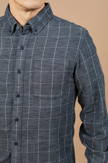 Sutton Slim Shirt / Slate Textured Windowpane