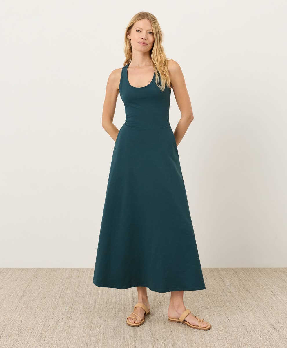 Women's Fit & Flare Open Back Maxi Dress