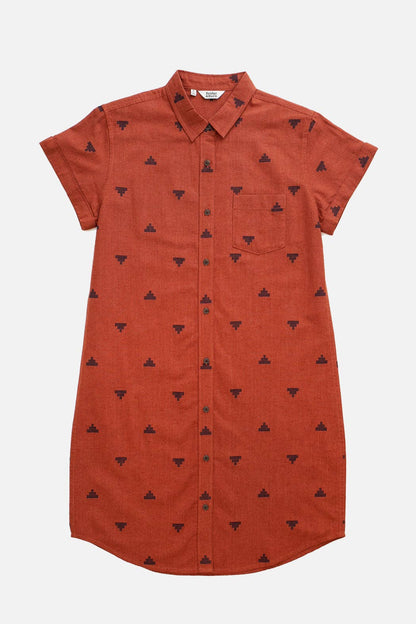 Loren Shirt Dress / Rust Fil-Coupé Pyramids