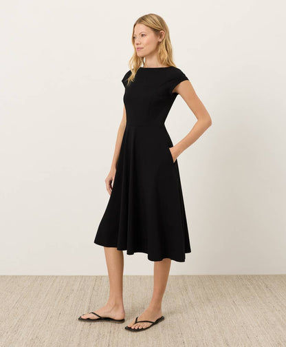 Women's Fit & Flare Ballet Neck Dress