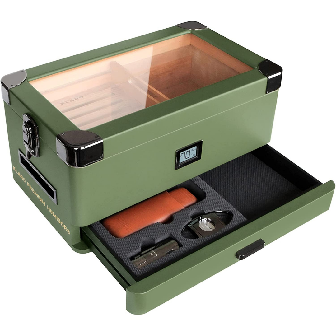 Military Glass Top Humidor