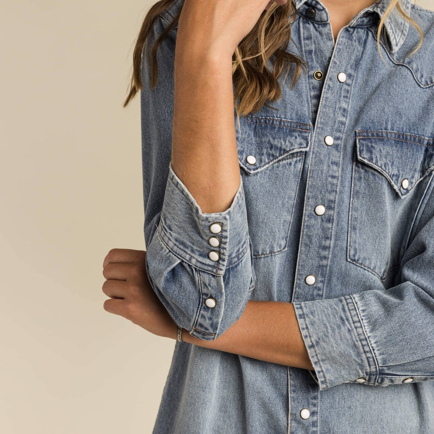 The Annie Pearl Snap Shirtdress