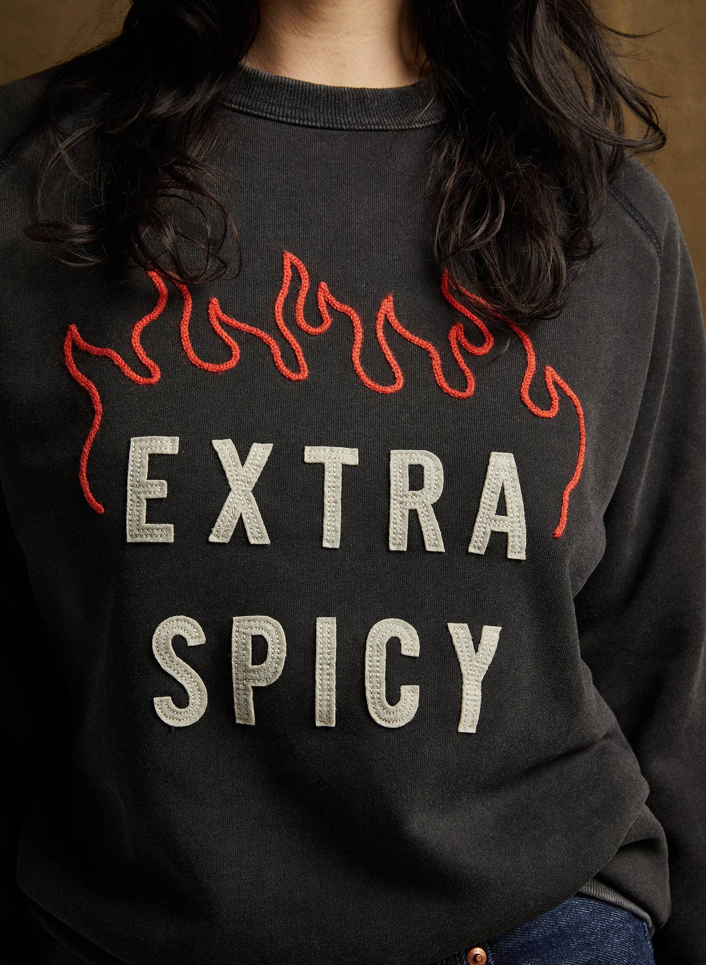 Extra Spicy Chainstitch & Felt Crewneck Sweatshirt