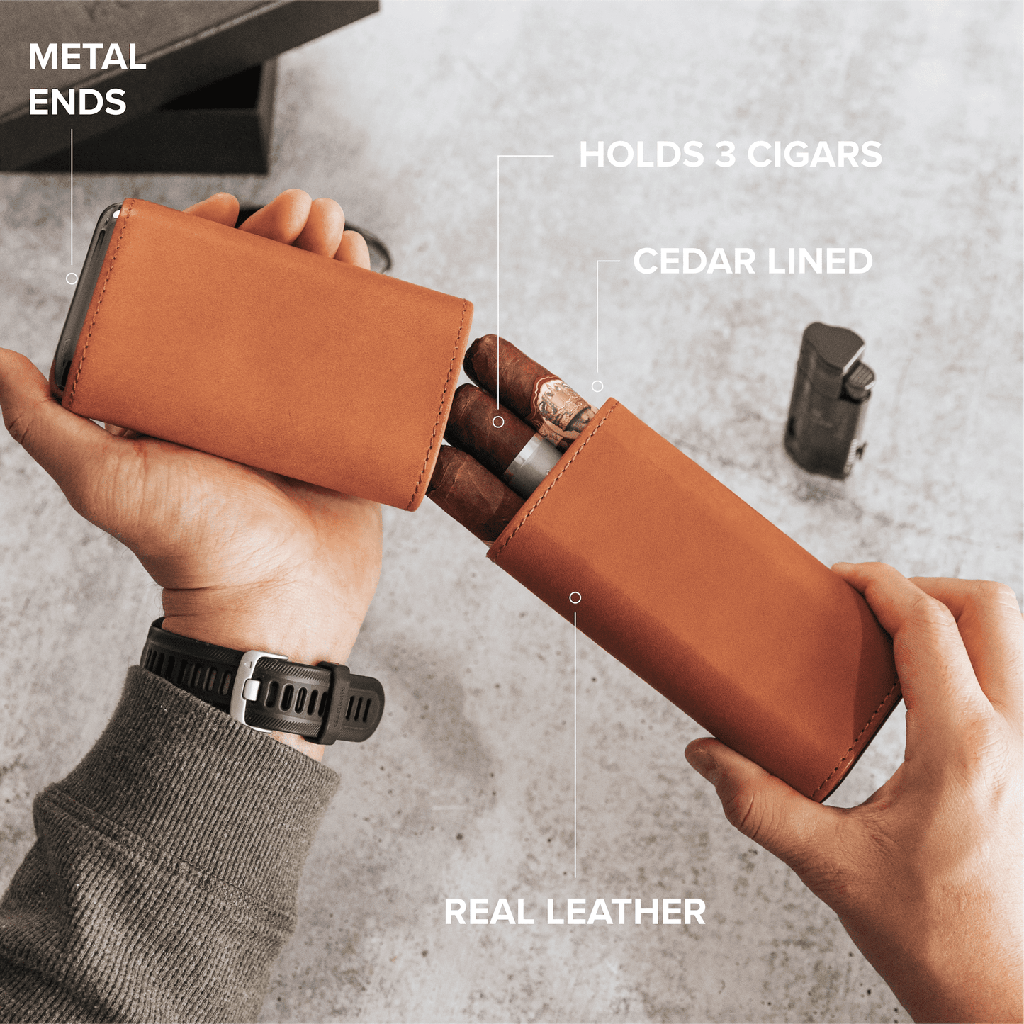 Premium 3 Cigar Travel Case