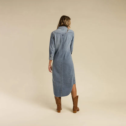 Incoming - Annie Pearl Snap Denim Dress