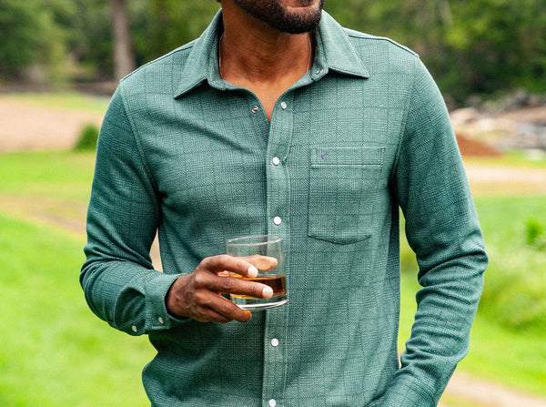 Chill-Knit Plaid Pearl Snap