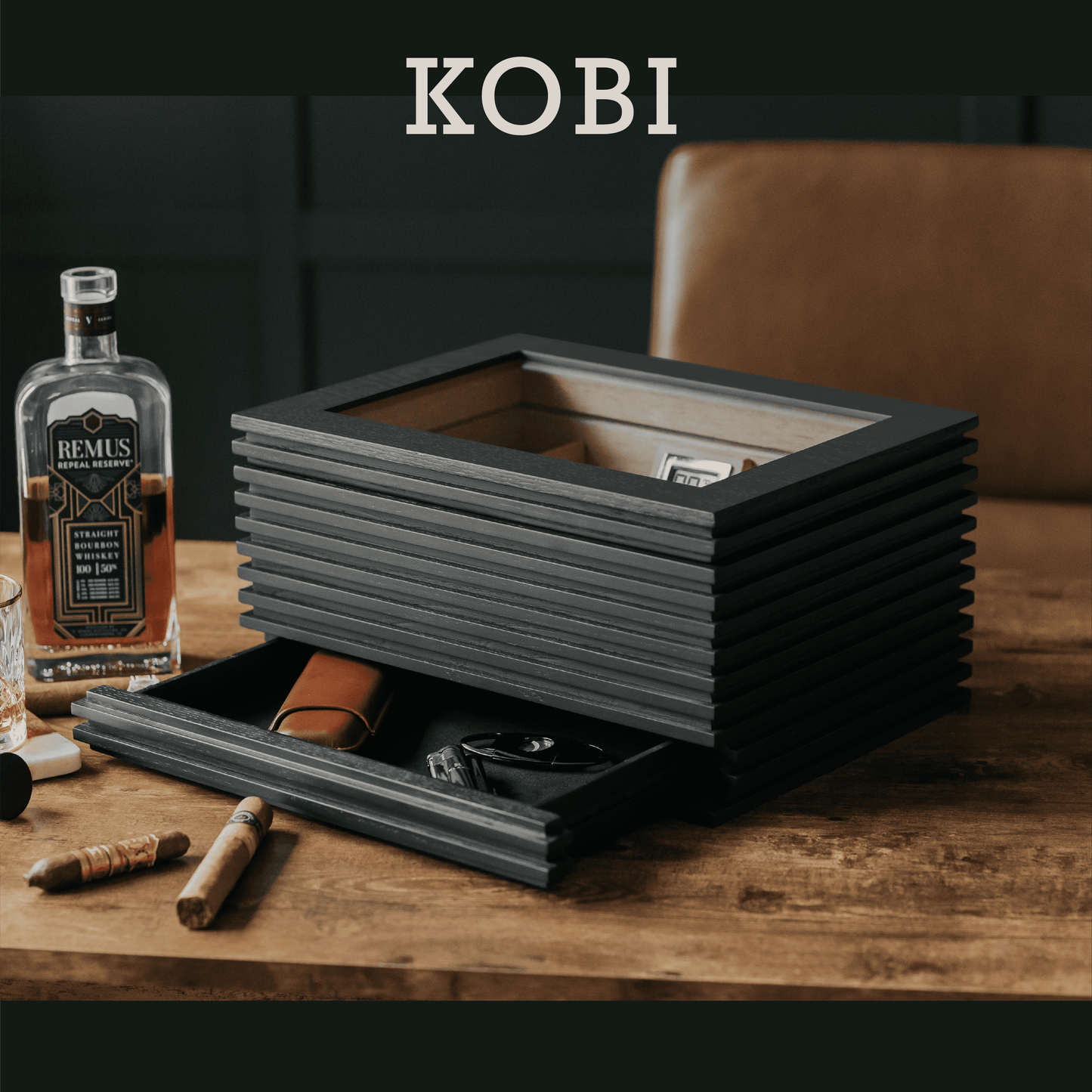 KOBI Glass Top Humidor