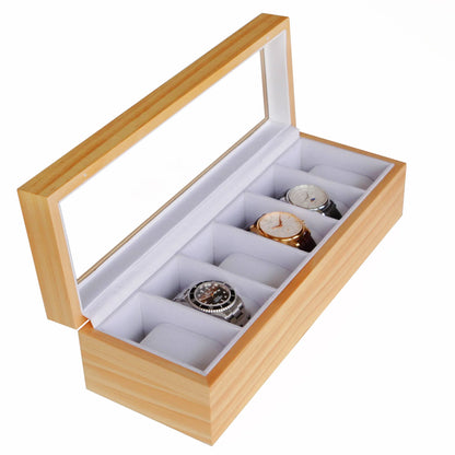 Pine Wood Watch Box - 6 Slot