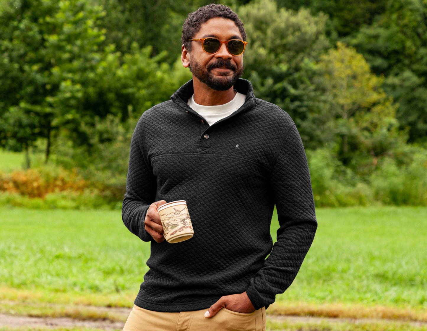 Quilted Pullover - Dark Heather Gray