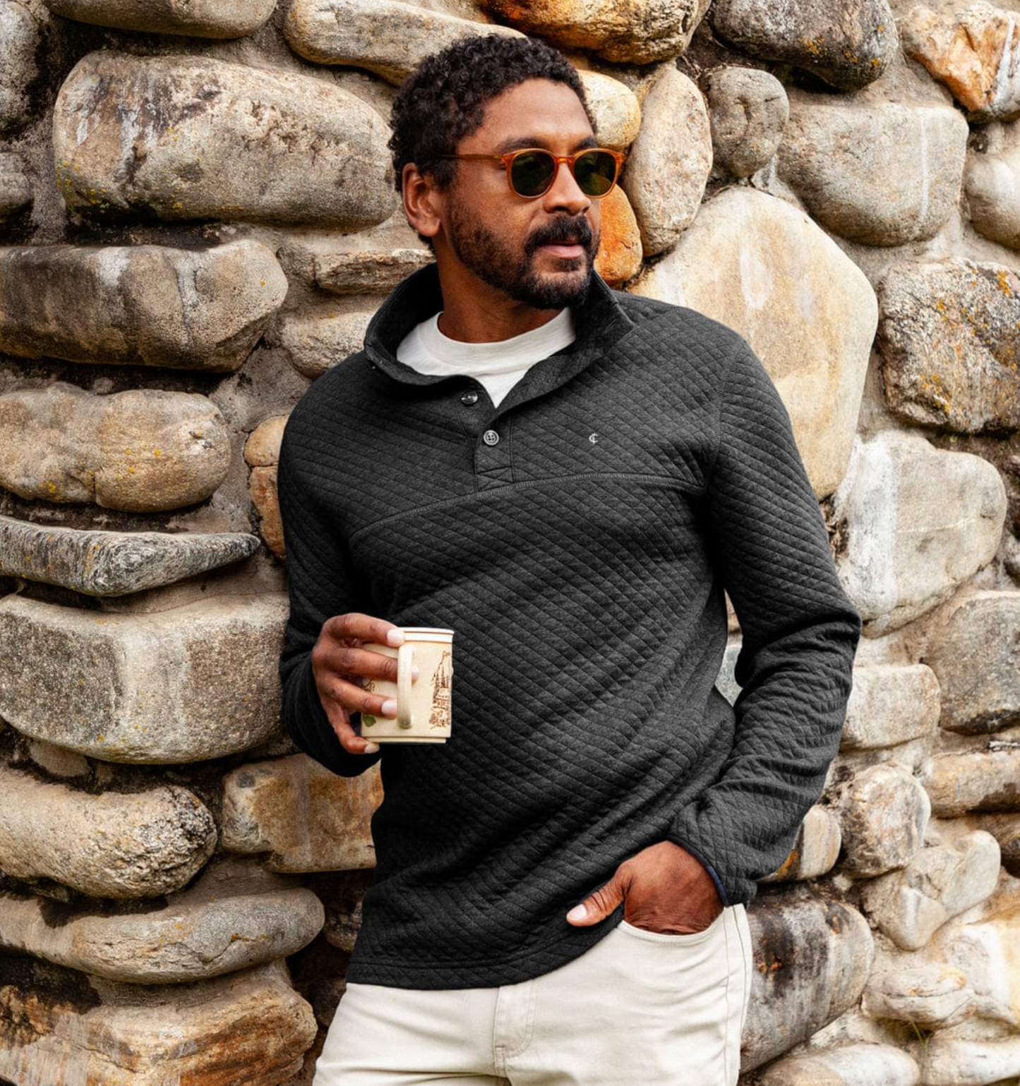 Quilted Pullover - Dark Heather Gray