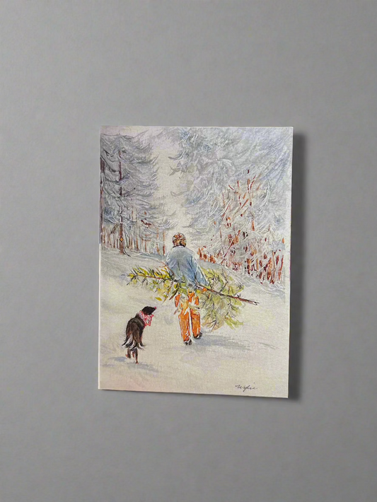 "Stopping by Woods on a Snowy Evening" Greeting Card by Anne Mary Wylie