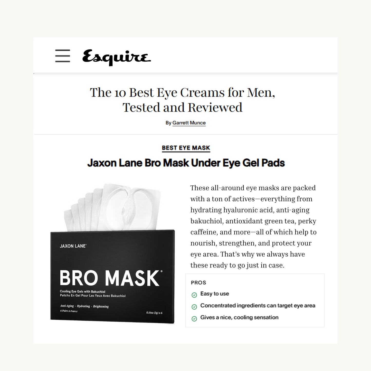 Bro Mask Eye Gels - Cooling Eye Gels (6 Pack)