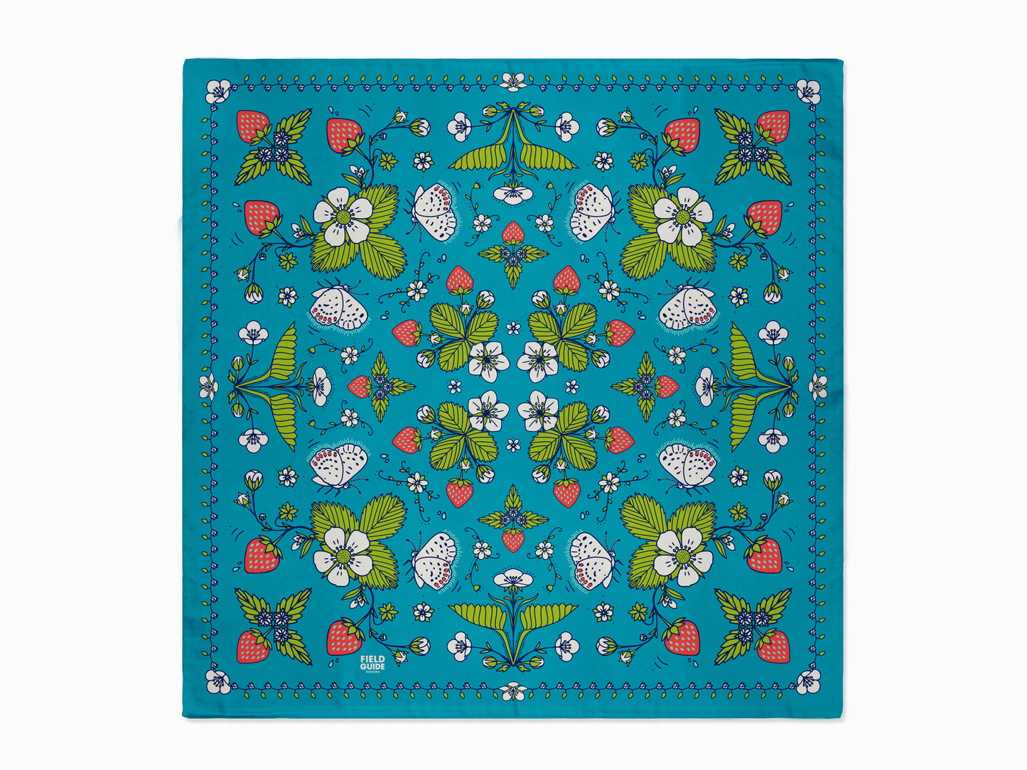 Woodland Strawberry Bandana - Green Leaves