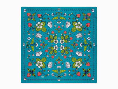 Woodland Strawberry Bandana - Green Leaves