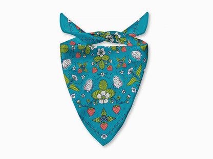 Woodland Strawberry Bandana - Green Leaves