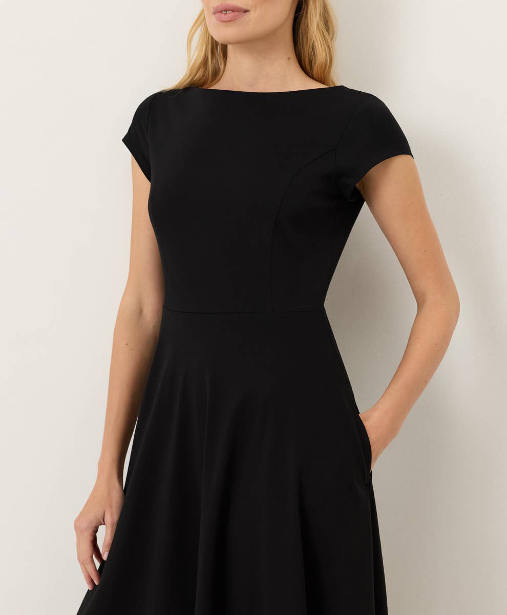 Women's Fit & Flare Ballet Neck Dress