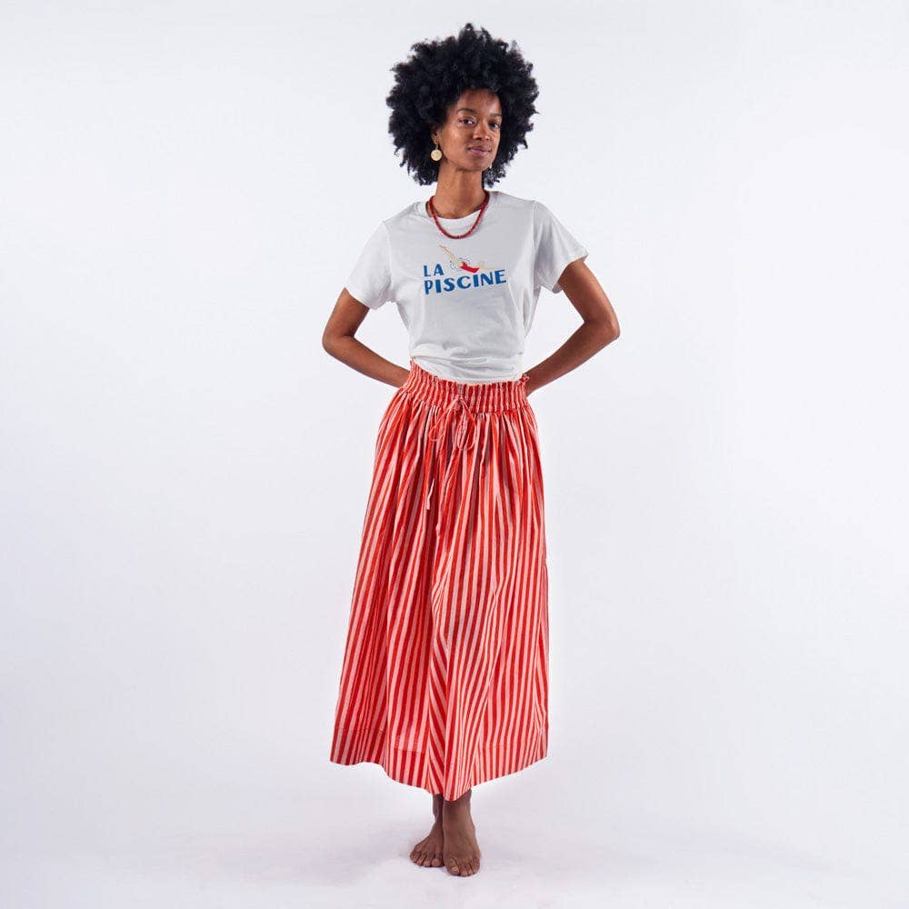 Keaton Stripe Skirt Coral + Blush Wholesale