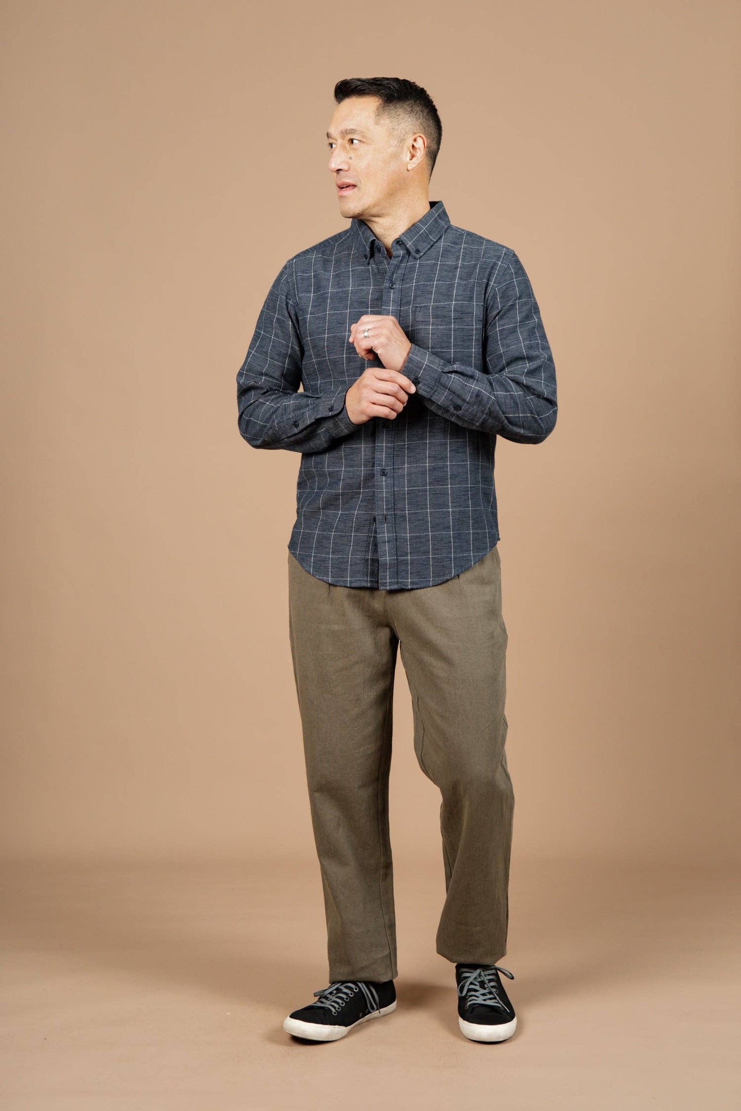 Sutton Slim Shirt / Slate Textured Windowpane