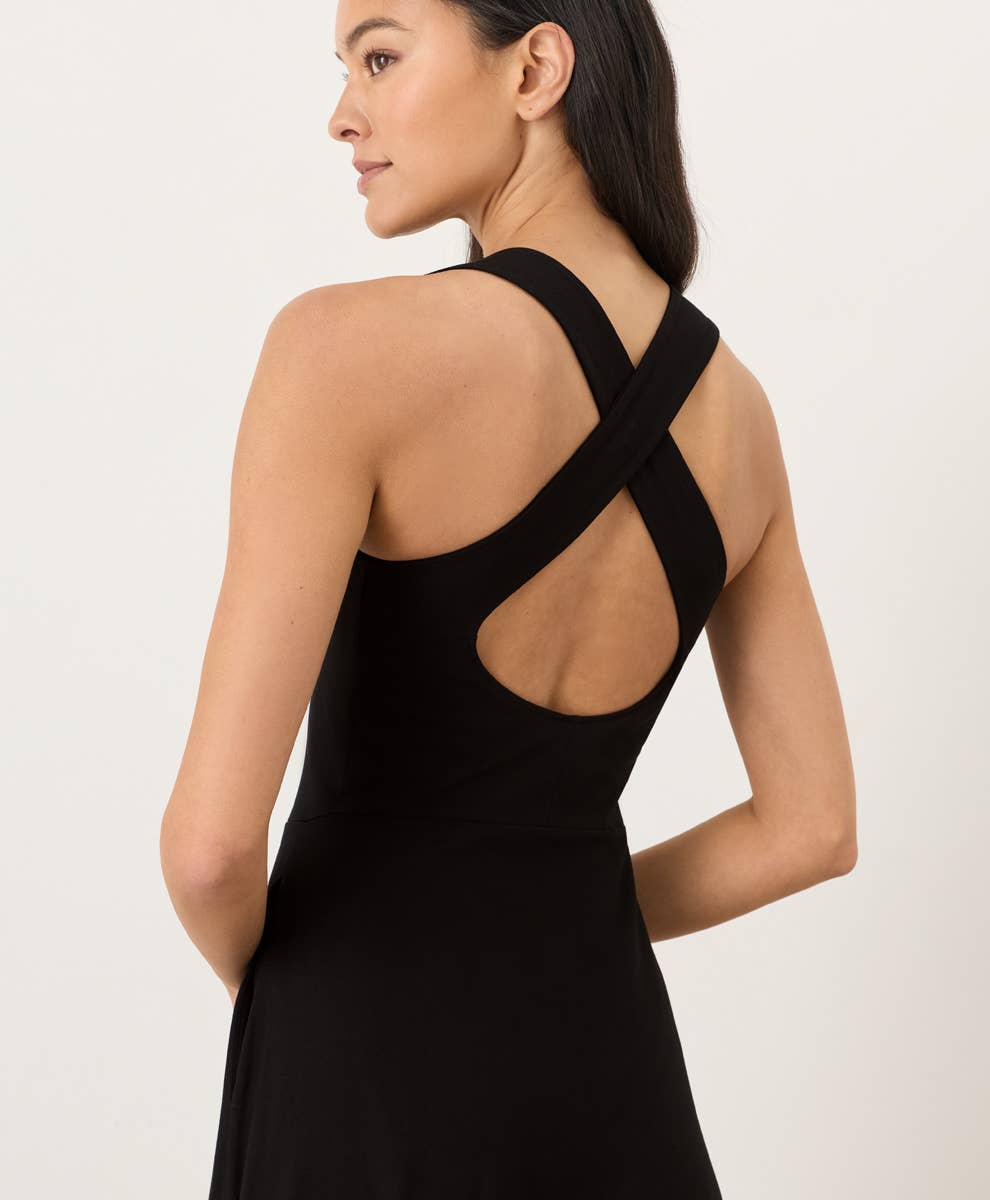 Women's Fit & Flare Open Back Maxi Dress
