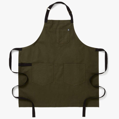 The Essential Kitchen Apron - Olive Green with Black Straps