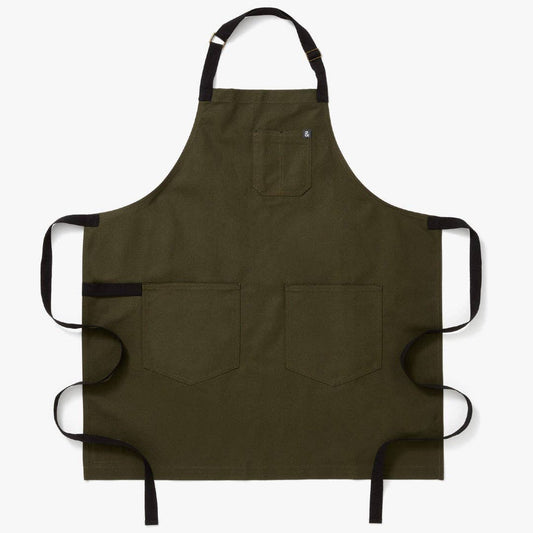 The Essential Kitchen Apron - Olive Green with Black Straps