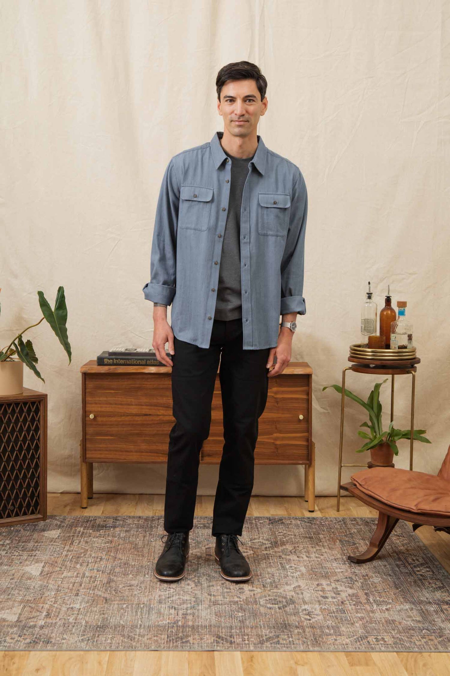Bedford Shirt / Denim Herringbone
