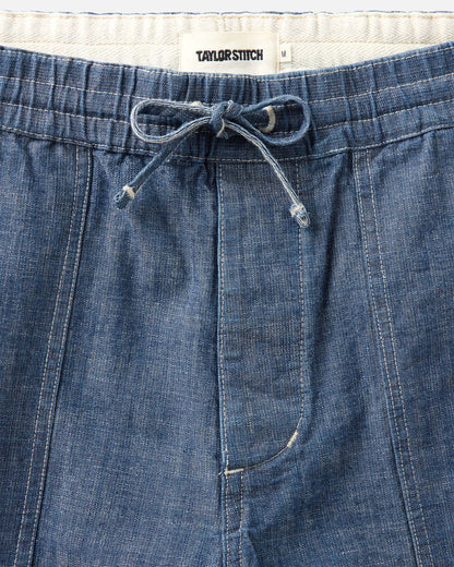 The Breakwater Short in Washed Indigo Chambray
